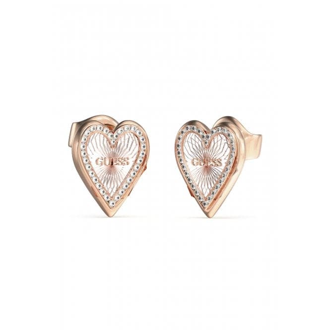 Ladies Love Me Tender Silver Rose Gold Crystal Earrings UBE03237RHRGGuess JewelleryUBE03237RHRG