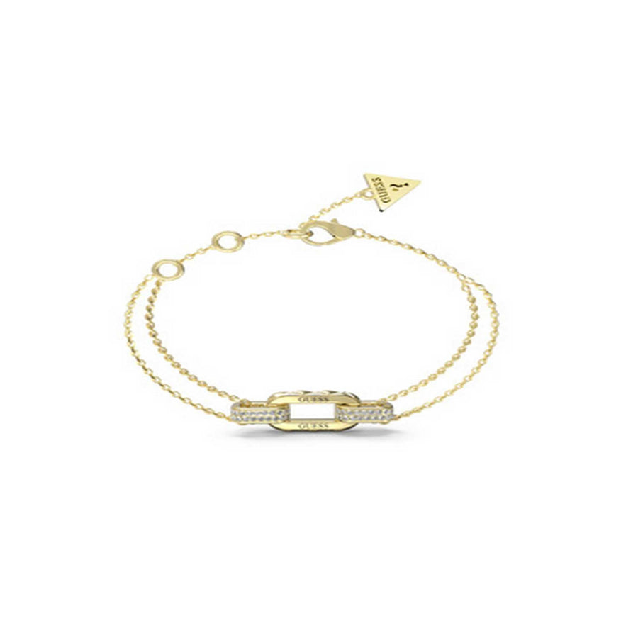 Ladies Matelasse & Pave Double Chain Bracelet UBB04581YGSGuess JewelleryUBB04581YGS