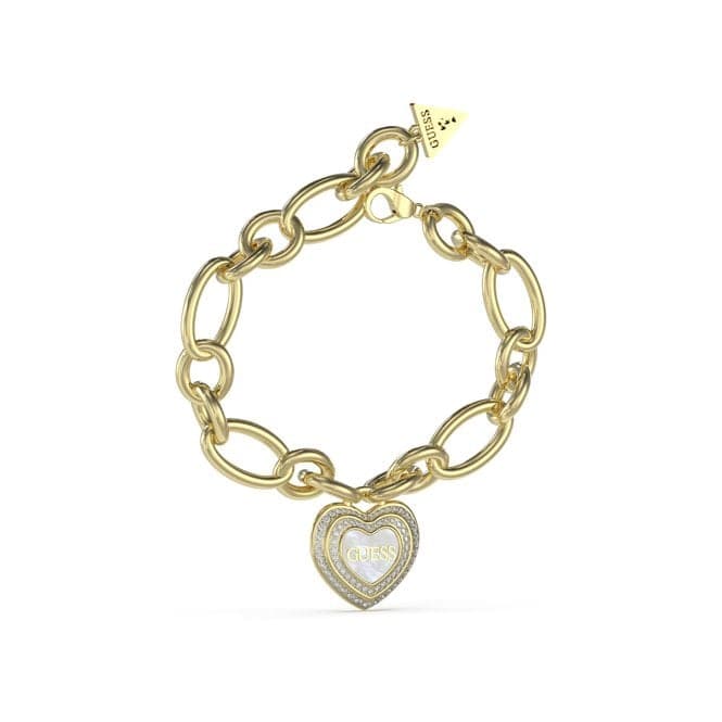 Ladies Mother of Pearl Crystal Heart Bracelet UBB04025YGWHLGuess JewelleryUBB04025YGWHL