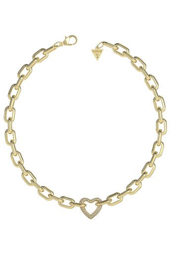 Ladies Pave Heart Chain Necklace UBN05015YGGuess JewelleryUBN05015YG