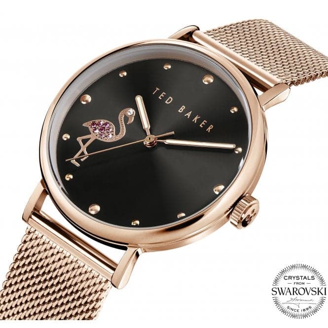 Phylipa Flamingo Rose Gold Tone Watch Acotis Diamonds