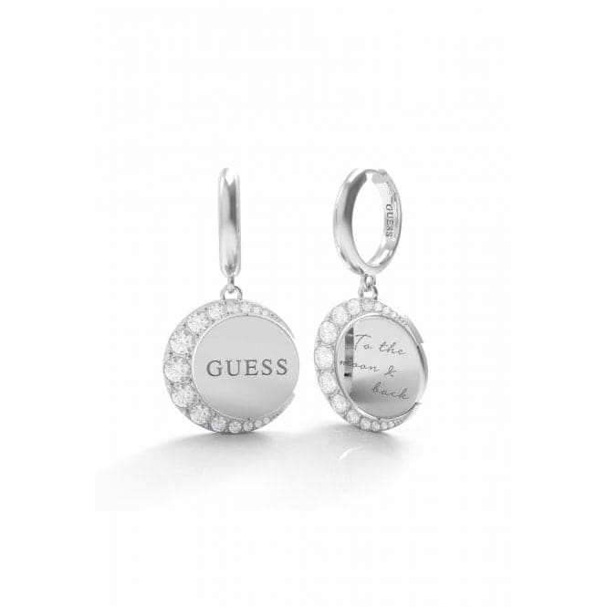 Ladies Rhodium Plated 30mm Huggies Turning Coin Earrings UBE01192RHGuess JewelleryUBE01192RH