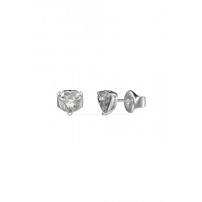 Ladies Rhodium Plated 7mm Clear Solitaire Heart Stud Earrings UBE02172RHGuess JewelleryUBE02172RH