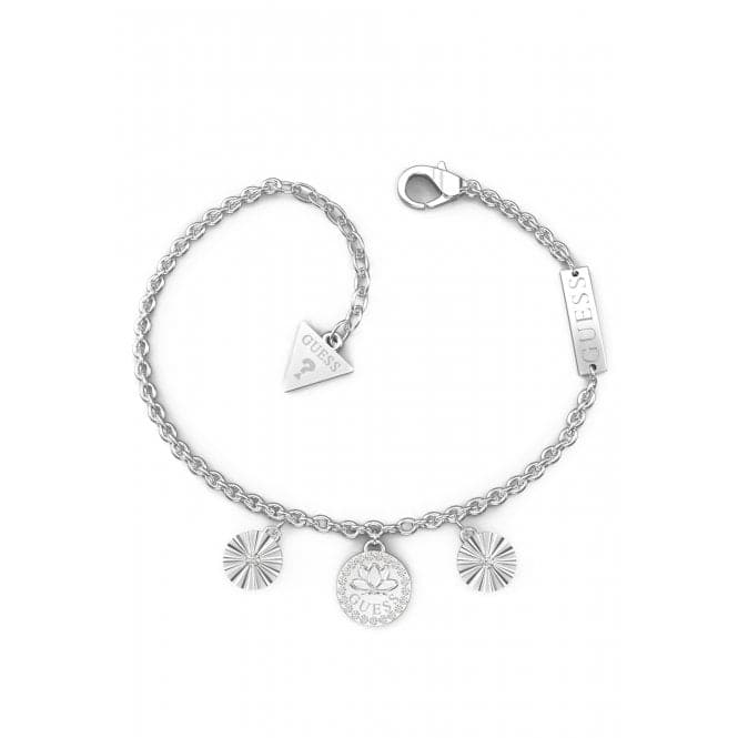 Ladies Rhodium Plated Lotus Flower Multi Charm Bracelet UBB01347RHLGuess JewelleryUBB01347RHL