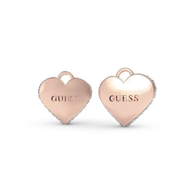 Ladies Rose Gold Plated 14mm Heart Stud Earrings UBE02231RGGuess JewelleryUBE02231RG