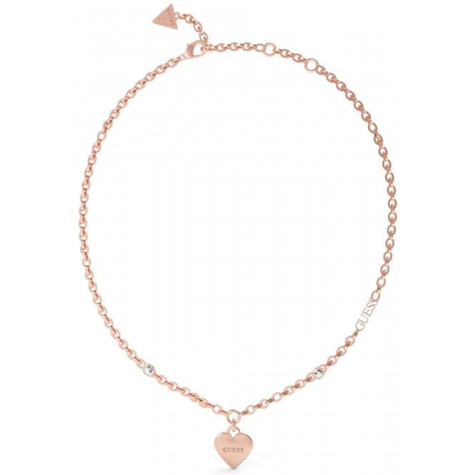 Ladies Rose Gold Plated 16 - 18" Fine Charm 14mm Heart Necklace UBN02230RGGuess JewelleryUBN02230RG
