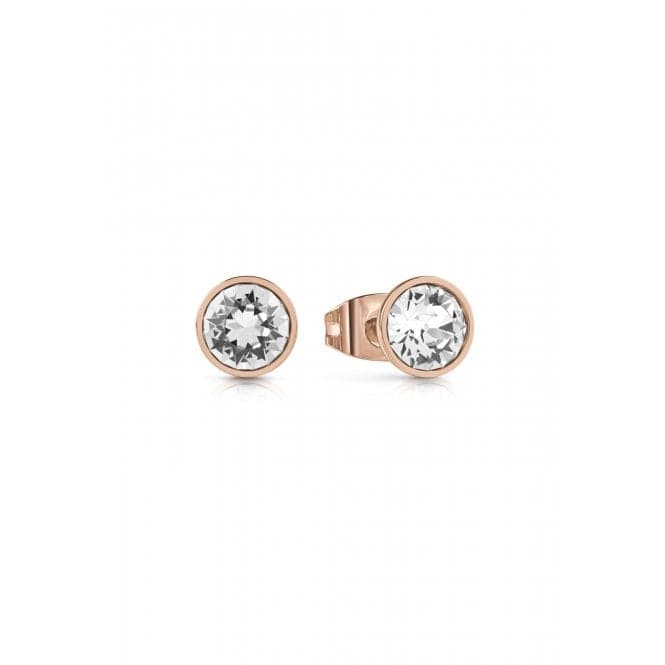 Ladies Rose Gold Plated 8mm Clear Solitaire Crystal Stud Earrings UBE02159RGGuess JewelleryUBE02159RG