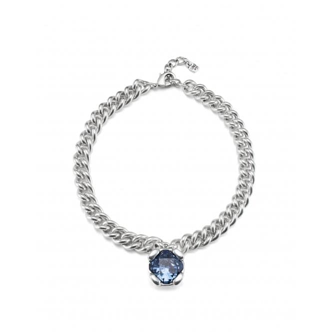 Ladies Silver Blue Faceted Crystal Hoop Bar Sublime Necklace COL1851AZUMTL0UUNOde50COL1851AZUMTL0U