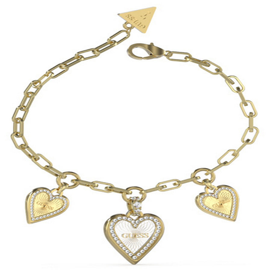 Ladies Small Triple Heart Paperlink Charm Bracelet UBB03235YGRHSGuess JewelleryUBB03235YGRHS