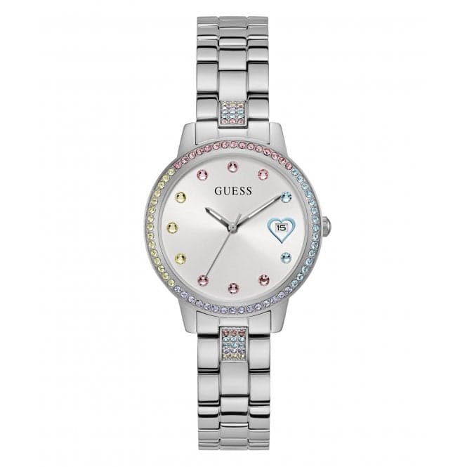 Ladies Three Of Hearts Silver Tone Watch GW0657L1Guess WatchesGW0657L1