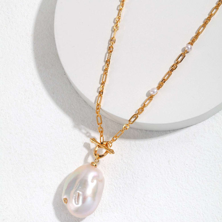 Chunky Vintage Baroque Pearl Chain Necklace