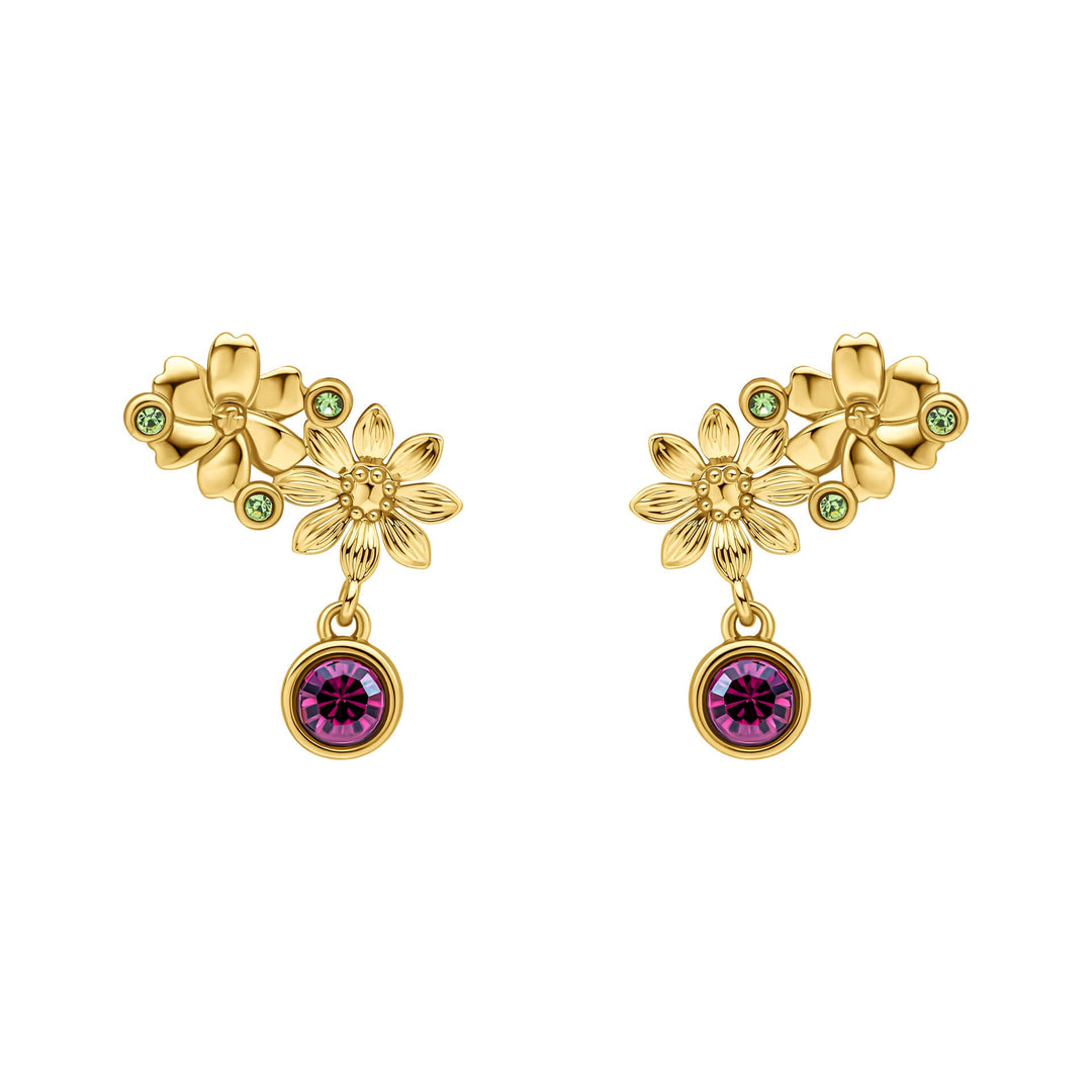 Laura Ashley Crosswell Gold Tone Purple Green Crystal Earrings E6510Laura AshleyE6510