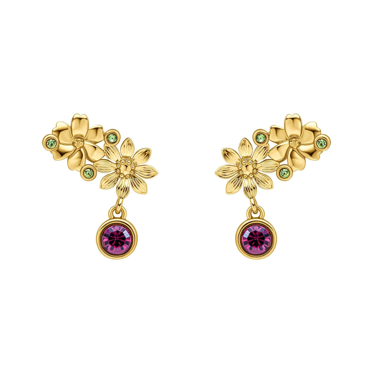 Laura Ashley Crosswell Gold Tone Purple Green Crystal Earrings E6510Laura AshleyE6510