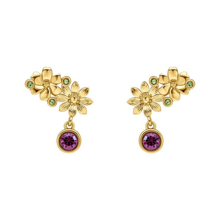 Laura Ashley Crosswell Gold Tone Purple Green Crystal Earrings E6510Laura AshleyE6510