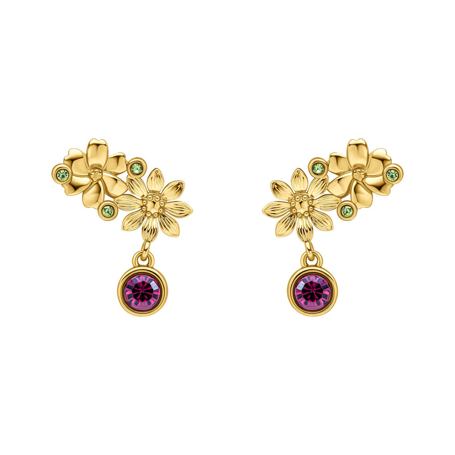 Laura Ashley Crosswell Gold Tone Purple Green Crystal Earrings E6510Laura AshleyE6510