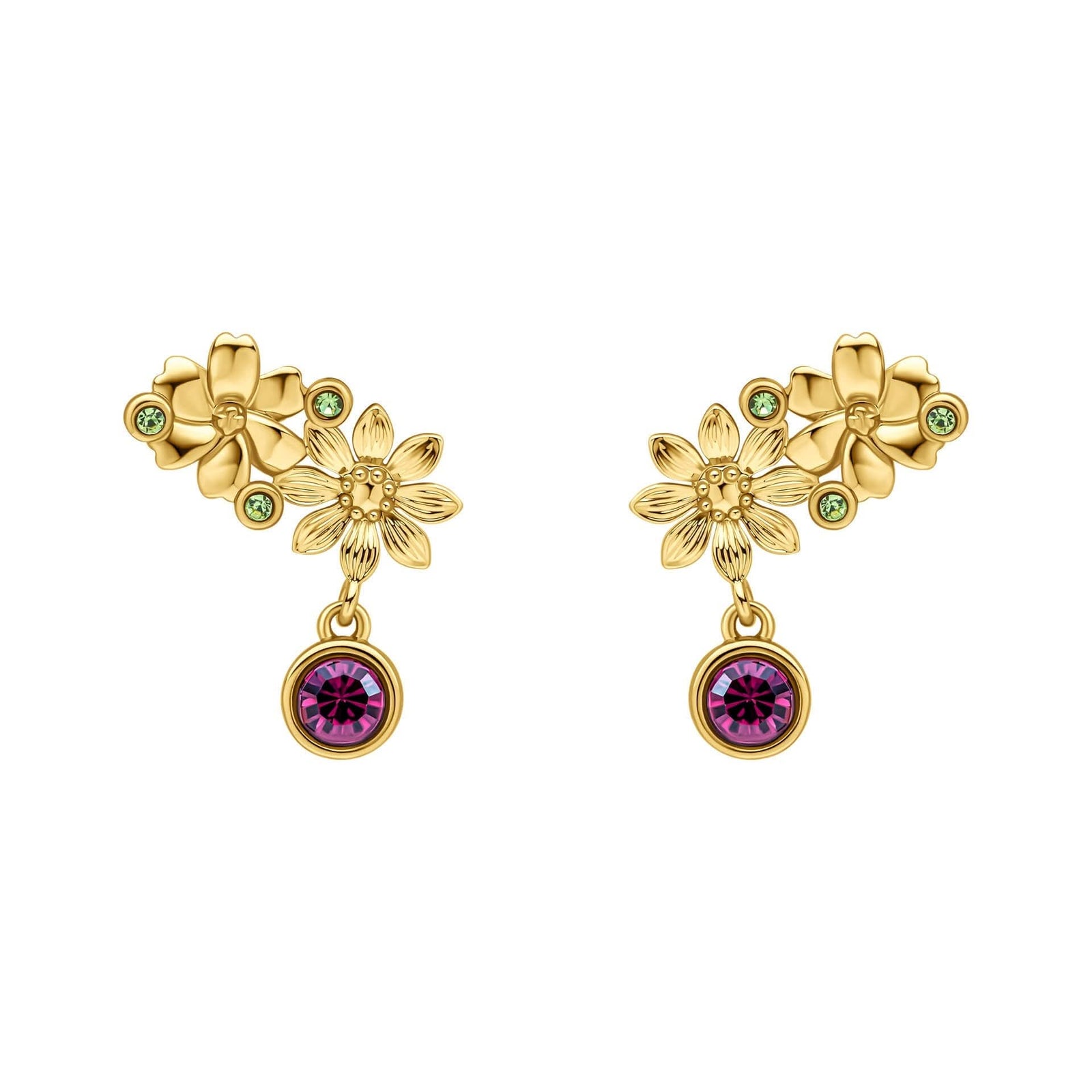 Laura Ashley Crosswell Gold Tone Purple Green Crystal Earrings E6510Laura AshleyE6510