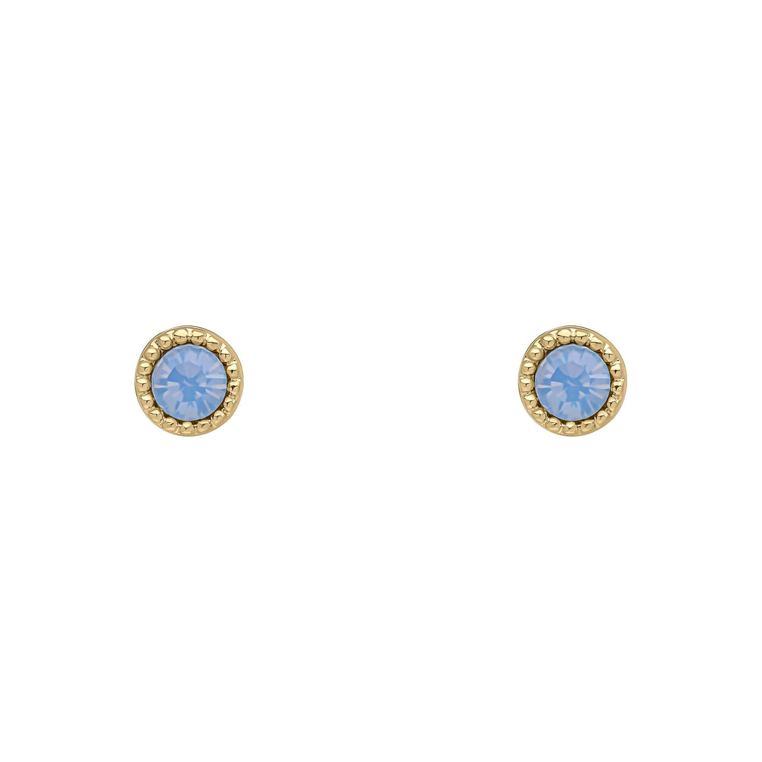 Laura Ashley Stippled Blue Crystal Gold Tone Stud Earrings E6517Laura AshleyE6517