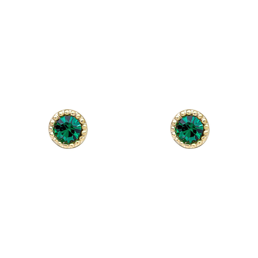 Laura Ashley Stippled Green Crystal Gold Tone Stud Earrings E6519Laura AshleyE6519