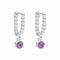 Laura Ashley Stippled Purple Crystal Silver Tone Hoop Earrings E6532Laura AshleyE6532