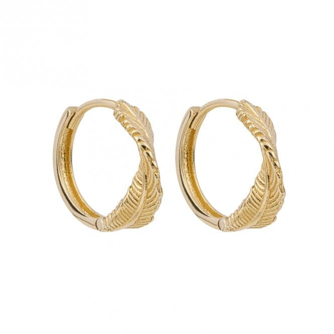 Leaf Twist 9ct Yellow Gold Hoop Earrings GE1004Elements GoldGE1004