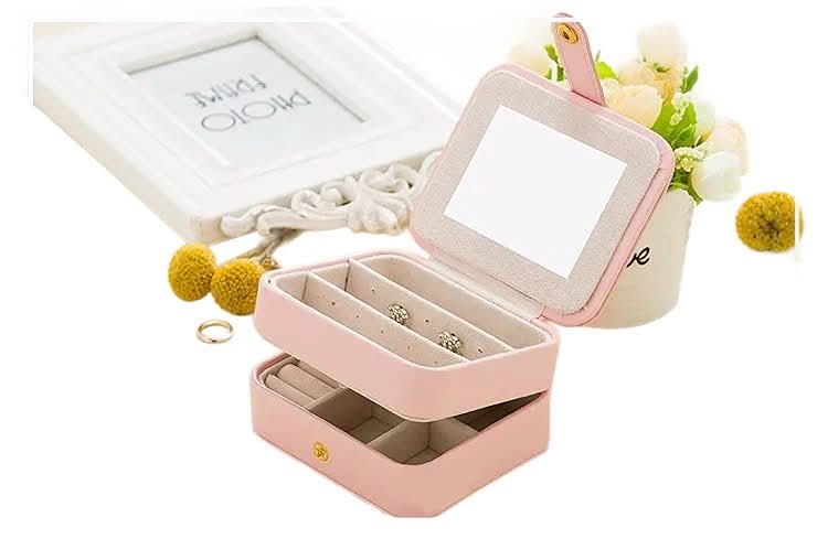 Square Leather Portable Jewelry Box