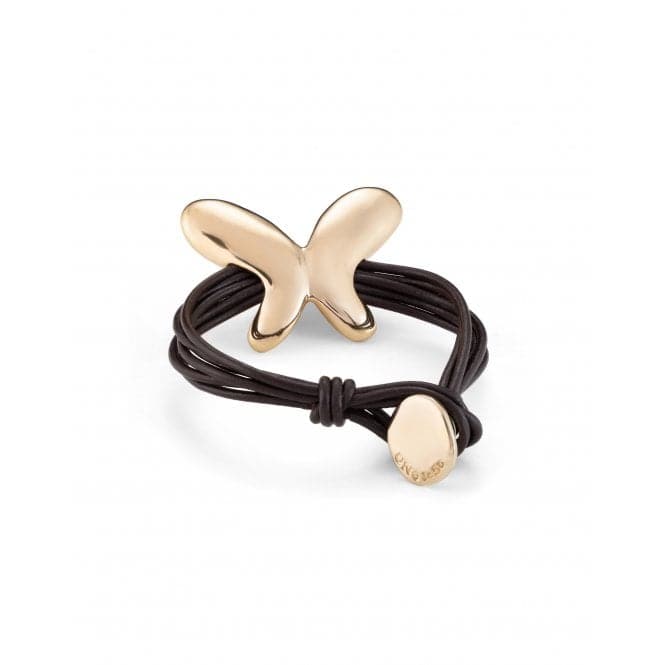 Leather Straps 18K Gold Plated Butterfly Effect Bracelet PUL2377MAROROUNOde50PUL2377MARORO