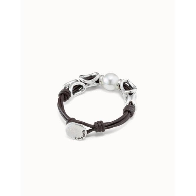 Legend White Leather Pearl Shell BraceletUNOde50PUL2316MARMTL0L