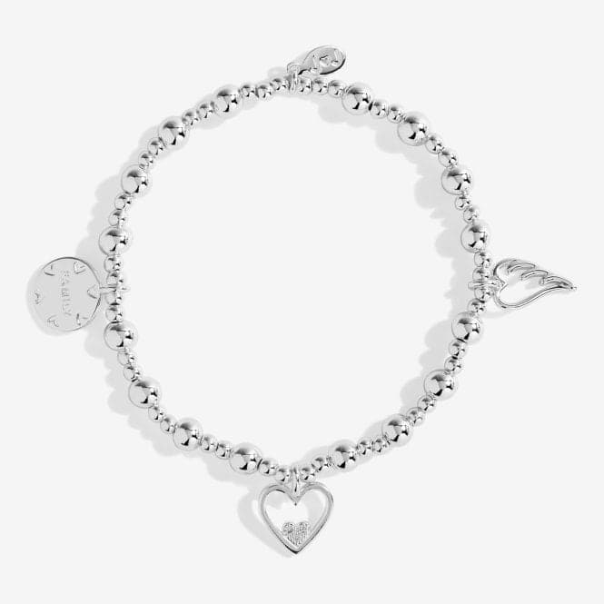 Life's A Charm Forever Family Silver Charm 17.5cm Stretch Bracelet 5312Joma Jewellery5312