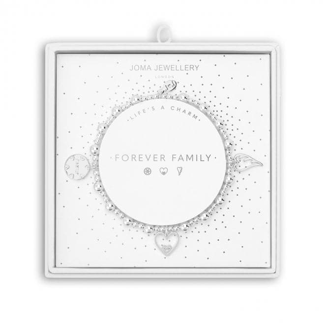 Life's A Charm Forever Family Silver Charm 17.5cm Stretch Bracelet 5312Joma Jewellery5312