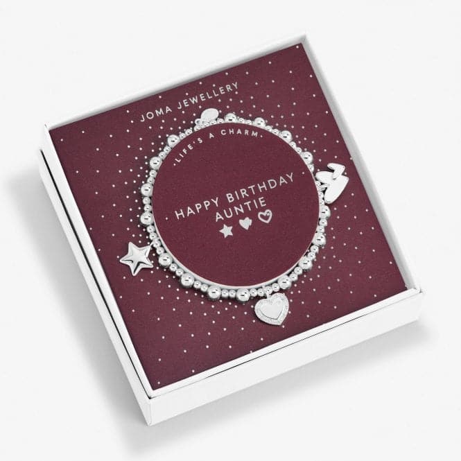 Life's A Charm Happy Birthday Auntie Silver Charm 17.5cm Bracelet 6168Joma Jewellery6168