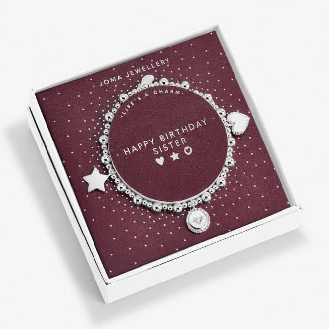 Life's A Charm Happy Birthday Sister Silver Charm 17.5cm Bracelet 6170Joma Jewellery6170