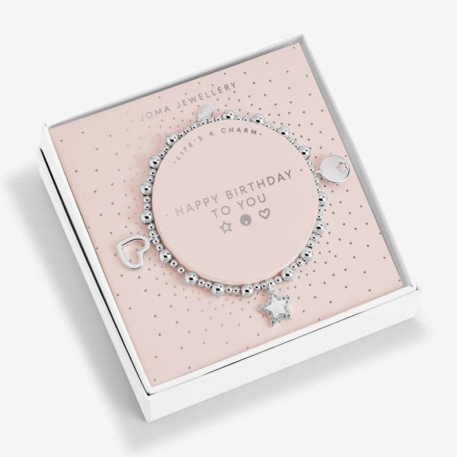 Life's A Charm Happy Birthday To You Silver Charm 17.5cm Bracelet 6169Joma Jewellery6169