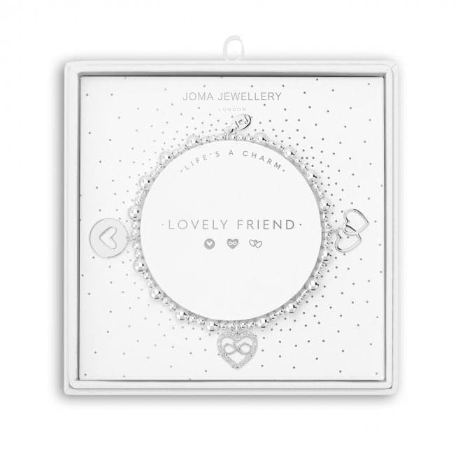 Life's A Charm Lovely Friend Silver Charm 17.5cm Stretch Bracelet 5317Joma Jewellery5317