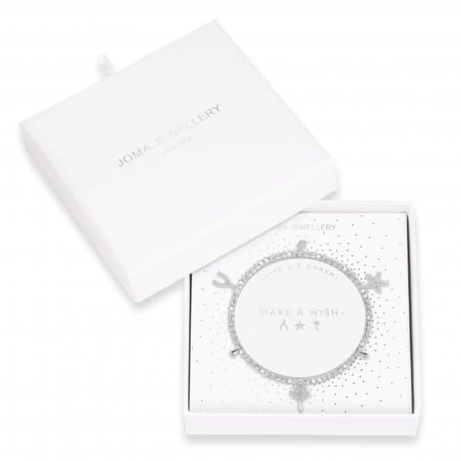Lifes A Charm Make A Wish Silver Charm 17.5cm Stretch Bracelet 4259Joma Jewellery4259
