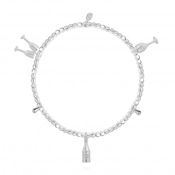 Lifes A Charm Pop Fizz Clink Silver Charm 17.5cm Stretch Bracelet 4260Joma Jewellery4260