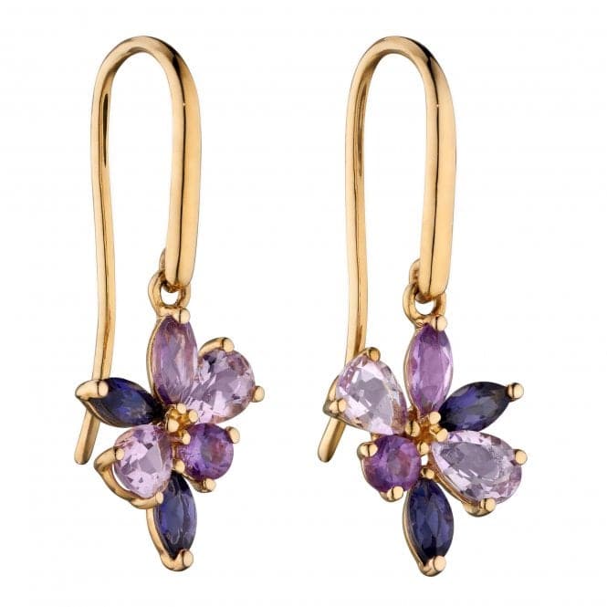 Light Amethyst Iolite Teardrop Marquise Cluster Earrings GE2368MElements GoldGE2368M