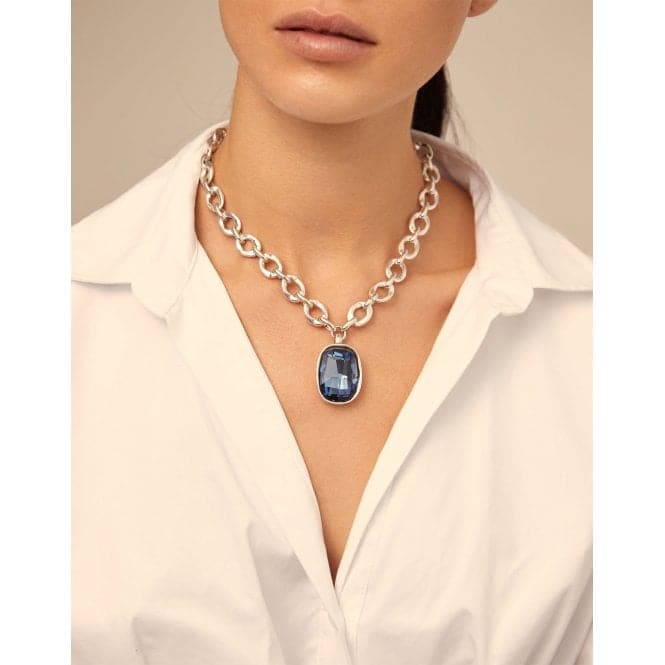 Light It Up Blue Faceted Crystal NecklaceUNOde50COL1567AZUMTL0U