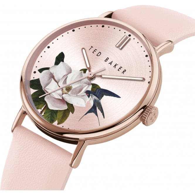 Light Pink Floral Dial Pink Leather Ladies Watch BKPPFF909Ted Baker WatchesBKPPFF909UO