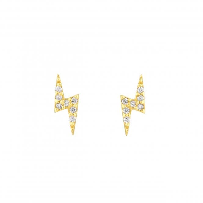 Lightening Bolt Zirconia Gold Plated Stud Earrings 36842GCZDew36842GCZ