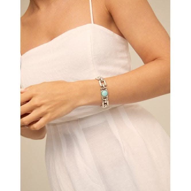Linda Turquoise Metal Natural Stone BraceletUNOde50PUL2275TQSMTL0U