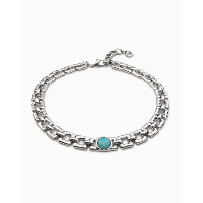 Linda Turquoise Metal Natural Stone NecklaceUNOde50COL1769TQSMTL0U