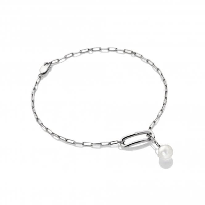 Linked Paperclip Pearl Bracelet DL652