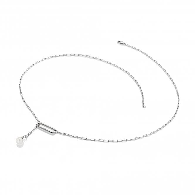 Linked Paperclip Pearl Necklace DN172Hot DiamondsDN172