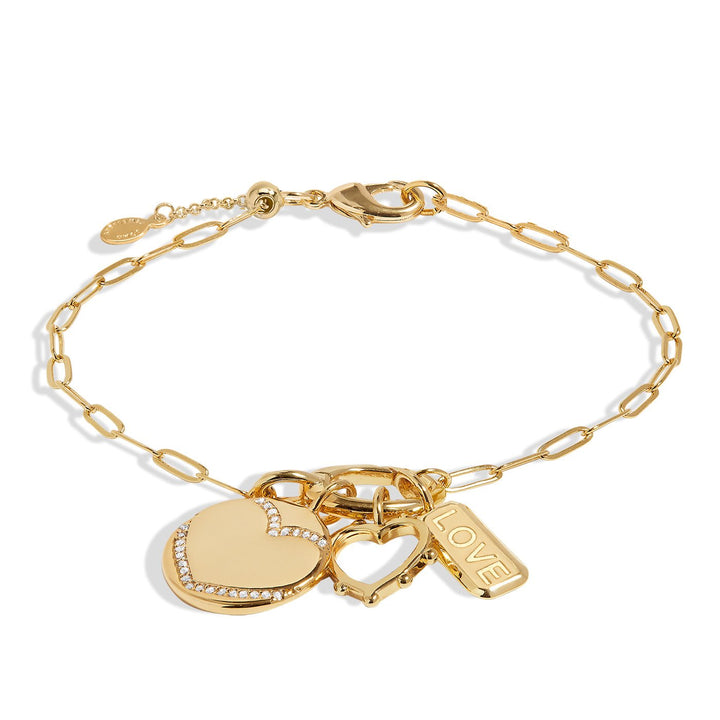 Little Links Oval Clasp Love Charms Gold Plated Bracelet 7538Joma Jewellery7538