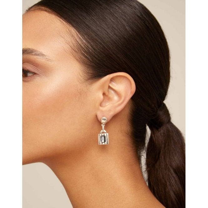 Lock Grey Metal Faceted Crystal EarringsUNOde50PEN0882GRSMTL0U