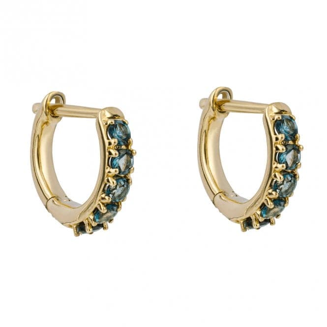 London Blue Topaz 9ct Yellow Gold Hoop Earrings GE1050LElements GoldGE1050L