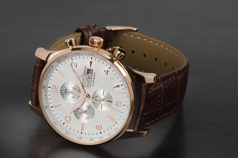 London Chronograph Tan Leather Strap Rose Gold Plated Men's WatchThe Fine CollectiveBA0071724