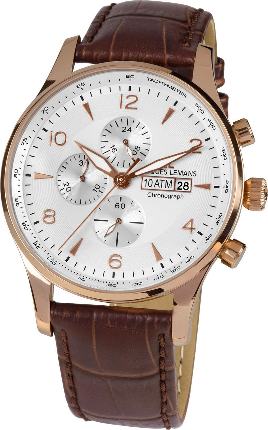 London Chronograph Tan Leather Strap Rose Gold Plated Men's WatchThe Fine CollectiveBA0071724