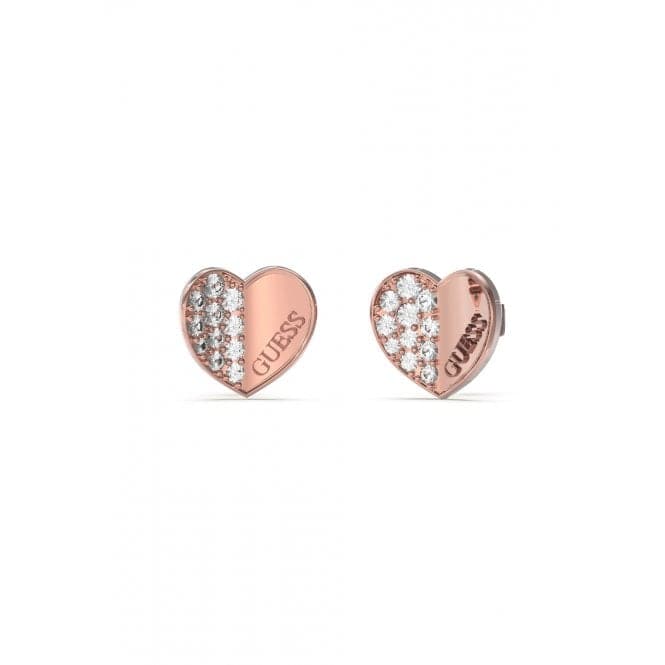 Lovely Guess 12mm Pave Heart Rose Gold Earrings UBE03038RGGuess JewelleryUBE03038RG