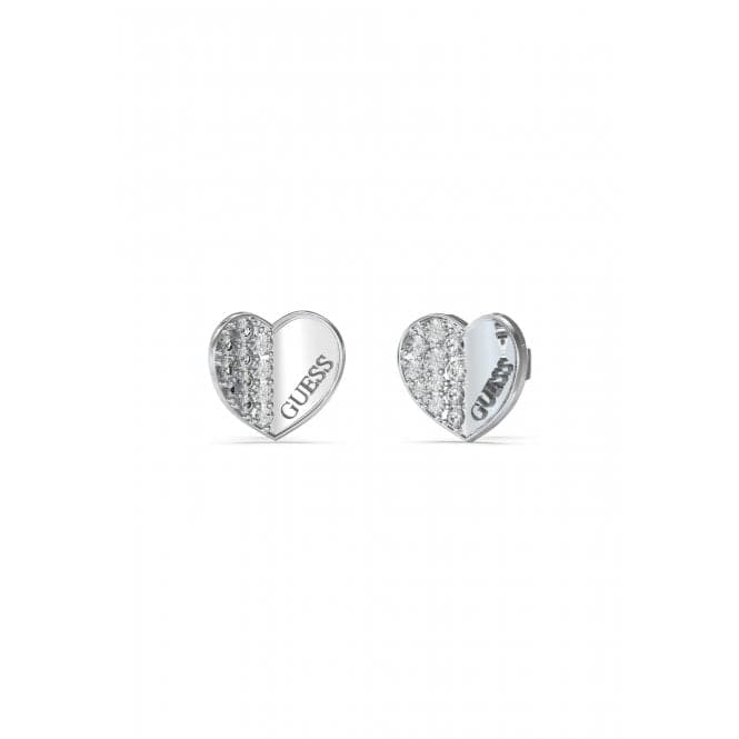 Lovely Guess 12mm Plain Pave Heart Earrings UBE03038RHGuess JewelleryUBE03038RH